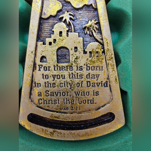Vintage Dicksons Nativity Avent Candle Holder Religious Scripture Cross Gold - Picture 7 of 14
